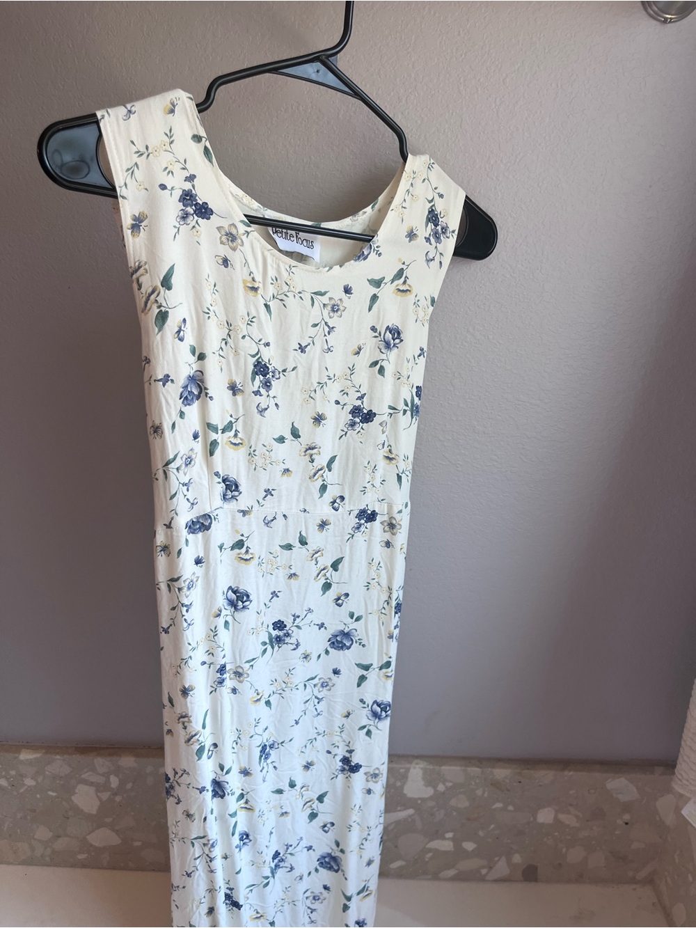 Vintage Petite Focus Floral Rayon Empire Waist Dress Women’s Medium